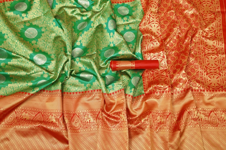 Traditional saree for women Beautiful Art Silk Jacquard Border Saree With Unstitched Running Blouse For Women Wedding Wear Party saree sari