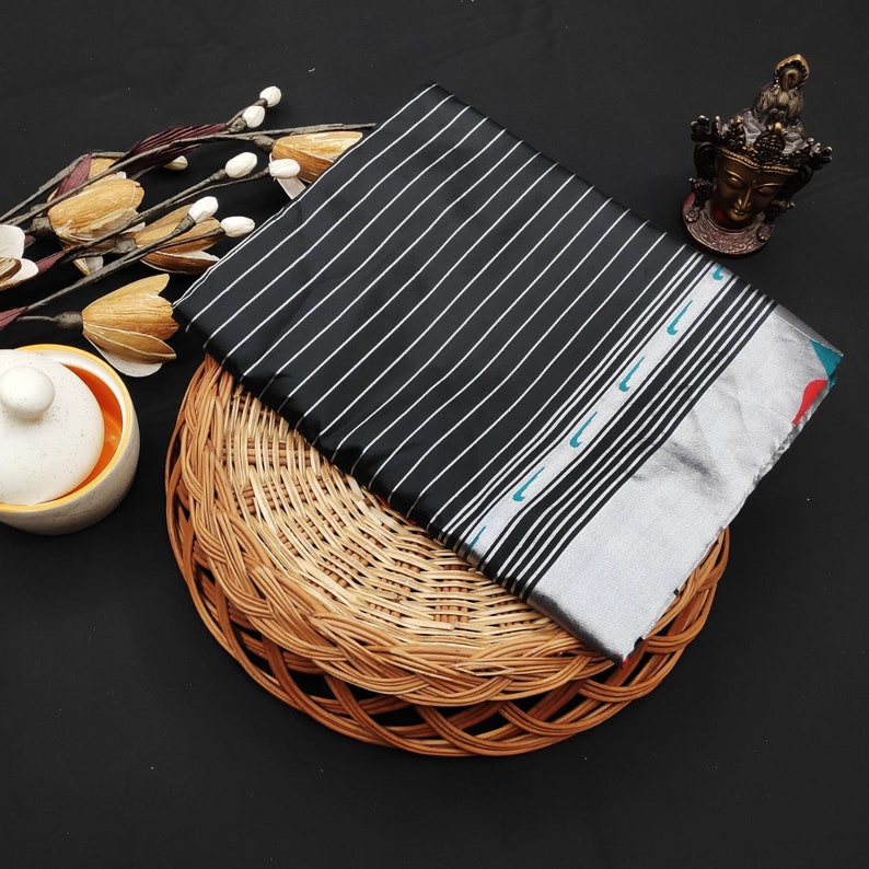 Latest/'s saree for women Black sari SOFT PAITHNI SILK with Jacquard work partywear weeding wear Indian designer saree unstitched blouse
