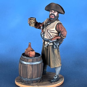 Mini Figur Fröhlicher Pirat - Perfektes Nautisches Dekor für Sammler. handbemalte Figur, Einzigartige 3D Skulptur, 3D gedrucktes Spielzeug