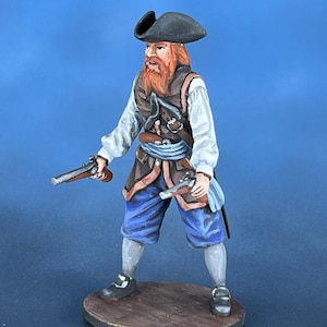Mini Piraten-Raider-Figur mit Cutlasses - Perfektes nautisches Dekor für Sammler. 3D gedrucktes Spielzeug, handbemalte Figur