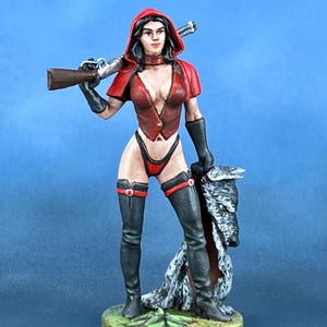 Tabletop Miniature Red Riding Hood Fairy Tale Character Figure - 3D Printed Desktop Statuette - Unique Decor