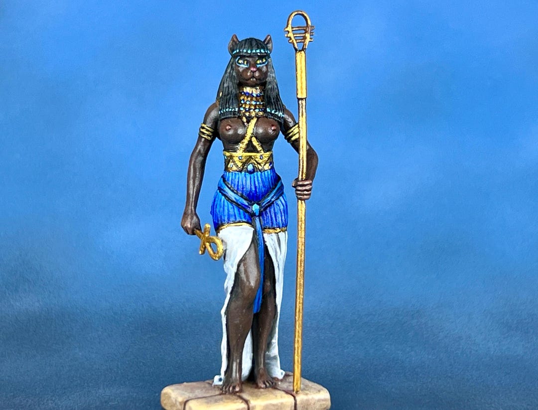 Bastet Egyptian Goddess Figurine Hand painted Resin Miniature With bastet-egyptian-goddess-figurine-hand-painted-resin-miniature-with