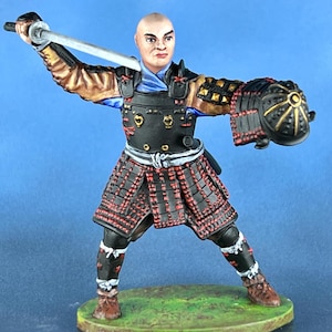 Handcrafted Samurai Resin Figurine. Japanese Warrior Art. maximalist decor, 3d printed Plastic Statuette, Tabletop Miniature