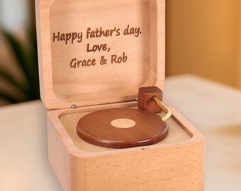 Personalized Wooden Music Box with Photo or Laser Engraving – Custom Gift for Birthday, Christmas, For Her For Him, Kids, Parents, Couples