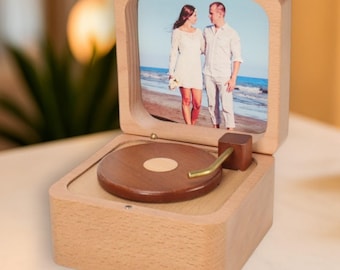 Personalized Wooden Music Box with Photo or Laser Engraving – Custom Gift for Birthday, Anniversary, For Her For Him, Kids, Parents, Couples