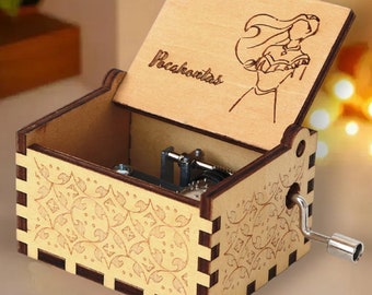 Pocahontas Music Box ' Colors Of The Wind ' Theme Music Chest Wooden Engraved Handmade Vintage Gift Song Birthday Gift Christmas