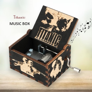 Titanic Music Box My Heart Will Go On Theme Music Chest Wooden Engraved Handmade Vintage Gift Song Birthday Gift Christmas Celine Dion