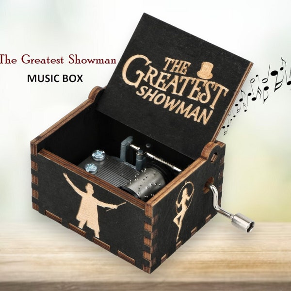 La plus grande boîte à musique Showman 'A Million Dreams' Thème Coffre à musique en bois gravé cadeau vintage fait à la main