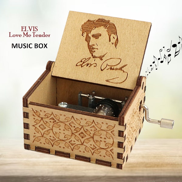 Elvis Presley - Love Me Tender Music Box Theme Custom Music Wooden Engraved Handmade Vintage Gift Birthday Christmas Personalized
