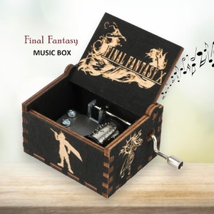 Boîte à musique Final Fantasy à Zanarkand thème coffre à musique en bois gravé cadeau vintage fait à la main