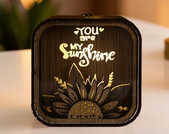 You Are My Sunshine Music Box 3D Light LED Song Theme Wooden Engraved Handmade Gift Birthday Christmas Wedding Anniversary Customizable Lamp