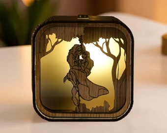 Tarzan Music Box 3D Light LED You'll Be In My Heart Song Theme Music Chest Custom Music Box Wooden Engraved Handmade Vintage Gift Lamp Box