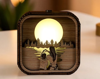 You Are My Sunshine Music Box 3D Light LED Mom Son Aunt Nephew Grandmather Gift Theme Music Custom Wooden Engraved Handmade Lamp Family