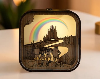 Somewhere Over the Rainbow Music Box 3D Light LED The Wizard of Oz Song Theme Custom Gift Music Box Wooden Engraved Handmade Lamp Box Music