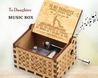 To DAUGHTER Music Box Gift from DAD - You Are My Sunshine Song Custom Engraved Best Gift for Daughter Birthday Graduation Christmas Gift