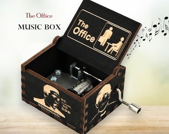 The Office Music Box Theme Music Chest Wooden Engraved Handmade Vintage Gift Dunder Mifflin Michael Scott Dwight Schrute Custom Birthday Box