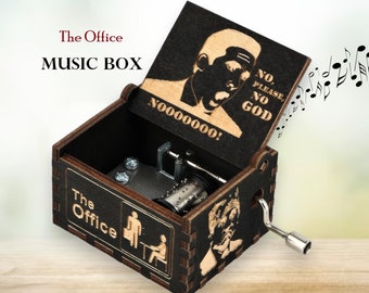 The Office Music Box Theme Music Chest Wooden Engraved Handmade Vintage Gift Dunder Mifflin Michael Scott Dwight Schrute Custom Engraved