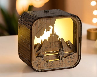 Zelda Music Box Lamp 3D Light music Theme Music Chest Wooden Engraved Handmade Vintage Gift Custom Engraved LED Light