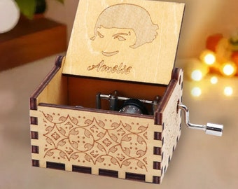 Amelie Music Box La Valse d'Amelie Song Theme Music Chest Wooden Engraved Handmade Vintage Gift Birthday Christmas Gift