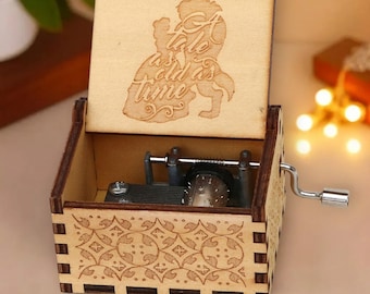 The Beauty and the Beast Music Box Theme Music Chest Wooden Engraved Handmade Vintage Gift Custom Engraved Birthday Gift Christmas Gift