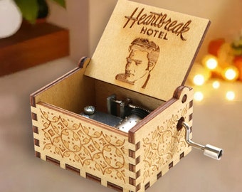 Elvis Presley - Heartbreak Hotel Music Box Theme Custom Music Wooden Engraved Handmade Vintage Gift Birthday Christmas Personalized