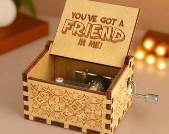 Toy Story Music Box ' You've Got a Friend in Me ' Theme Music Chest Wooden Engraved Handmade Vintage Gift Song Birthday Gift Christmas