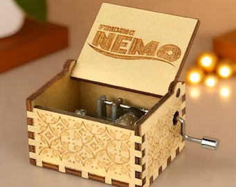 Finding Nemo Music Box 'Beyond the Sea' Theme Music Chest Wooden Engraved Handmade Vintage Gift Song Birthday Gift Christmas .