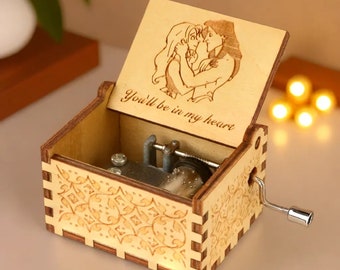 Tarzan Music Box You'll Be in My Heart Theme Music Chest Wooden Engraved Handmade Vintage Gift Song Birthday Gift Christmas Phil Collins