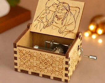 COCO Music Box ' Remember Me ' Theme Music Chest Wooden Engraved Handmade Vintage Gift Birthday Gift Christmas