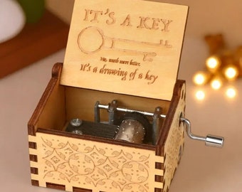 Pirates of The Caribbean Music Box Davy Jones Locket Theme Music Chest Wooden Engraved Handmade Vintage Gift Birthday Christmas