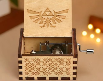 Zelda Music Box Theme Music Chest Wooden Engraved Handmade Vintage Gift Birthday Christmas