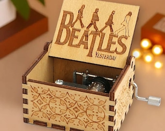 The Beatles YESTERDAY Music Box Theme Music Chest Wooden Engraved Handmade Vintage Gift Birthday Christmas