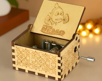Finding Nemo Music Box 'Beyond the Sea' Theme Music Chest Wooden Engraved Handmade Vintage Gift Song Birthday Gift Christmas Bobby Darin