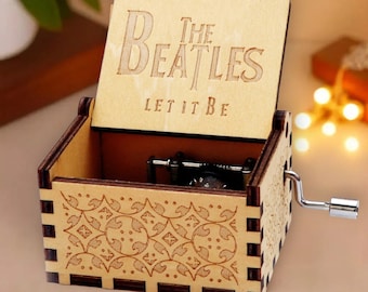 The Beatles LET IT BE Music Box Theme Music Chest Wooden Engraved Handmade Vintage Gift Birthday Christmas