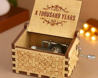 A Thousand Years Music Box Christina Perri Theme Music Chest Wooden Engraved Handmade Vintage Gift Song Birthday Gift Christmas