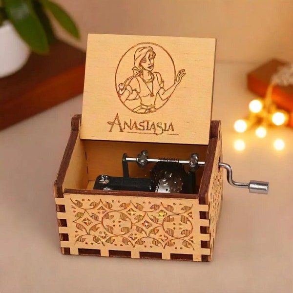 Anastasia Music Box Once Upon A December Theme Music Chest Wooden Engraved Handmade Vintage Gift Custom Engraved