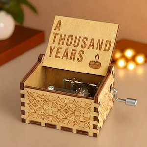 A Thousand Years Music Box Christina Perri Theme Music Chest Wooden Engraved Handmade Vintage Gift Song Birthday Gift Christmas