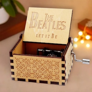 The Beatles LET IT BE Music Box Theme Music Chest Wooden Engraved Handmade Vintage Gift Birthday Christmas