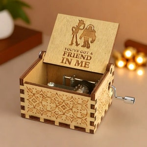 Toy Story Music Box ' You've Got a Friend in Me ' Theme Music Chest Wooden Engraved Handmade Vintage Gift Song Birthday Gift Christmas