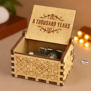 A Thousand Years Music Box Christina Perri Theme Music Chest Wooden Engraved Handmade Vintage Gift Song Birthday Gift Christmas