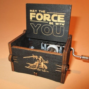 Star Wars Music Box Theme Music Chest Wooden Engraved Handmade Vintage Gift BLACK