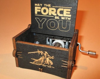 Star Wars Music Box Theme Music Chest Wooden Engraved Handmade Vintage Gift BLACK Birthday Christmas