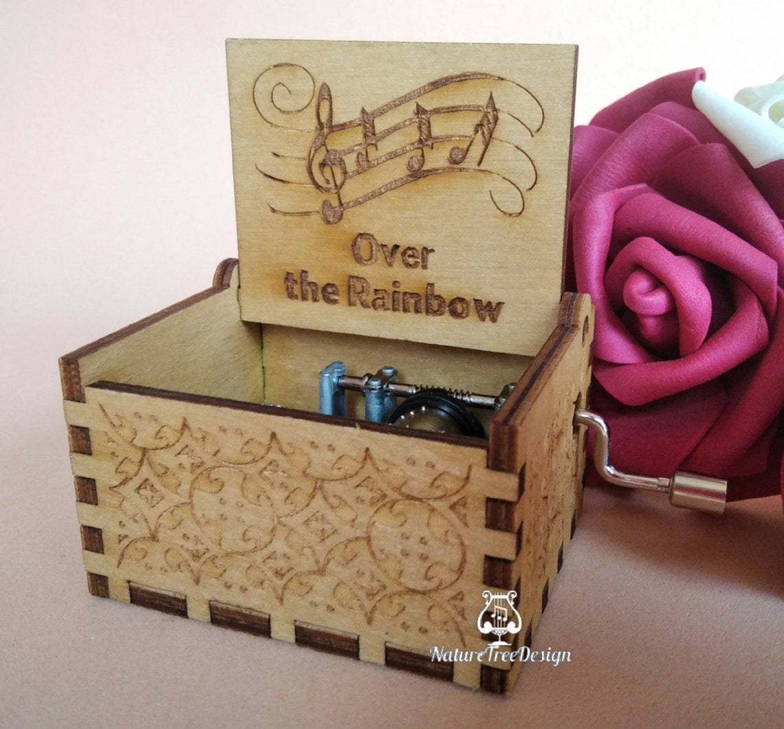Somewhere Over The Rainbow Music Box Theme Music Chest Wooden Etsy