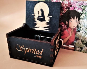 Spirited Away Music Box Theme music Chest Wooden Engraved Handmade Vintage Gift Chihiro