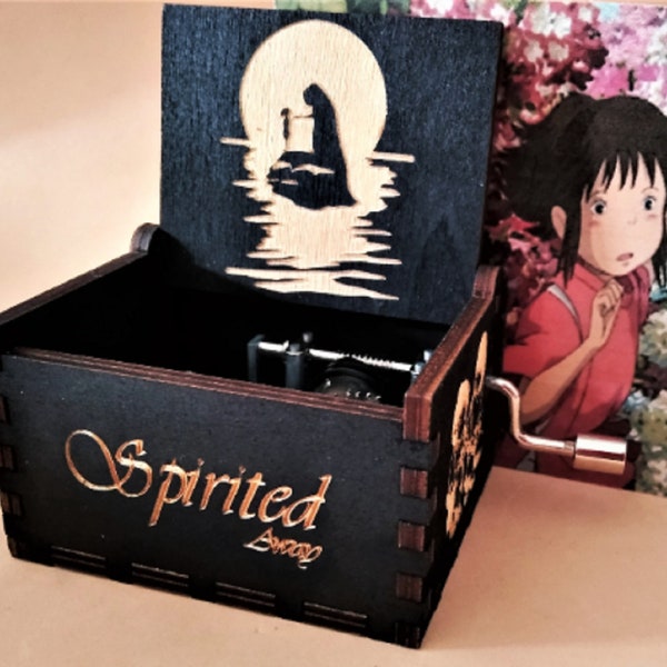 Spirited Away Music Box Theme music Chest Wooden Engraved Handmade Vintage Gift Chihiro