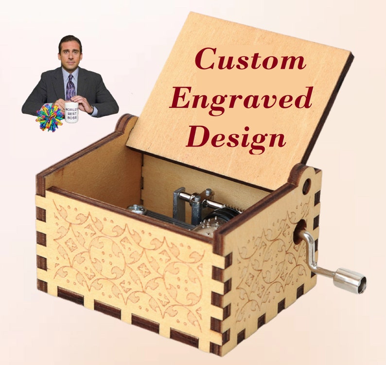 The Office Music Box Theme Music Chest Wooden Engraved Etsy