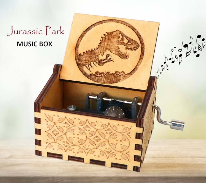 Jurassic Park Music Box Theme Music Chest Wooden Engraved Etsy