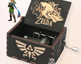 Zelda Music Box Thème Music Chest En bois gravé fait à la main vintage Cadeau personnalisé gravé