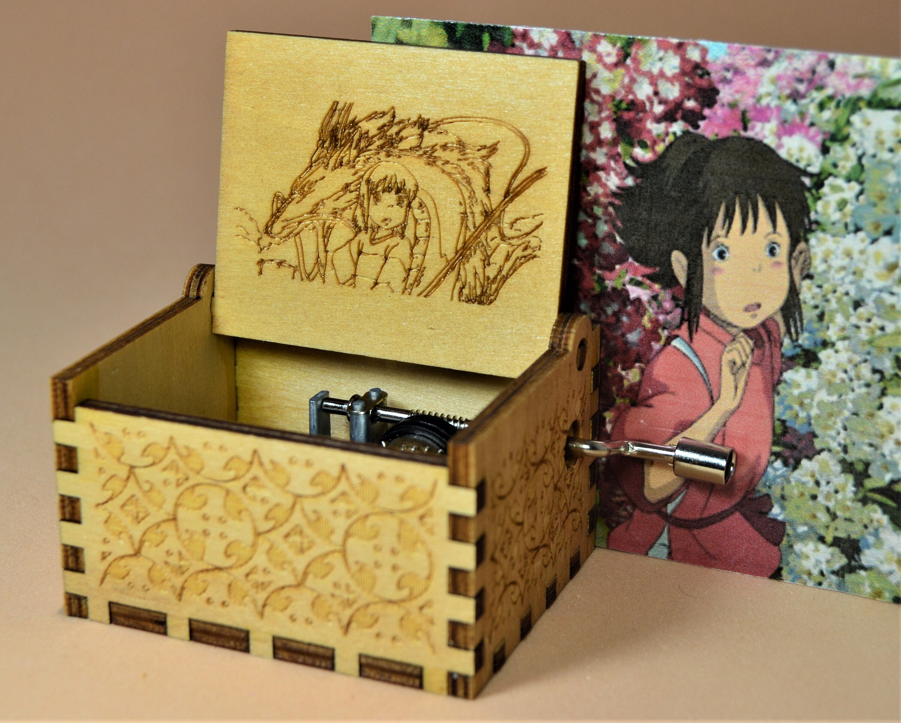 Spirited Away Music Box Theme Music Chest Wooden Engraved Etsy