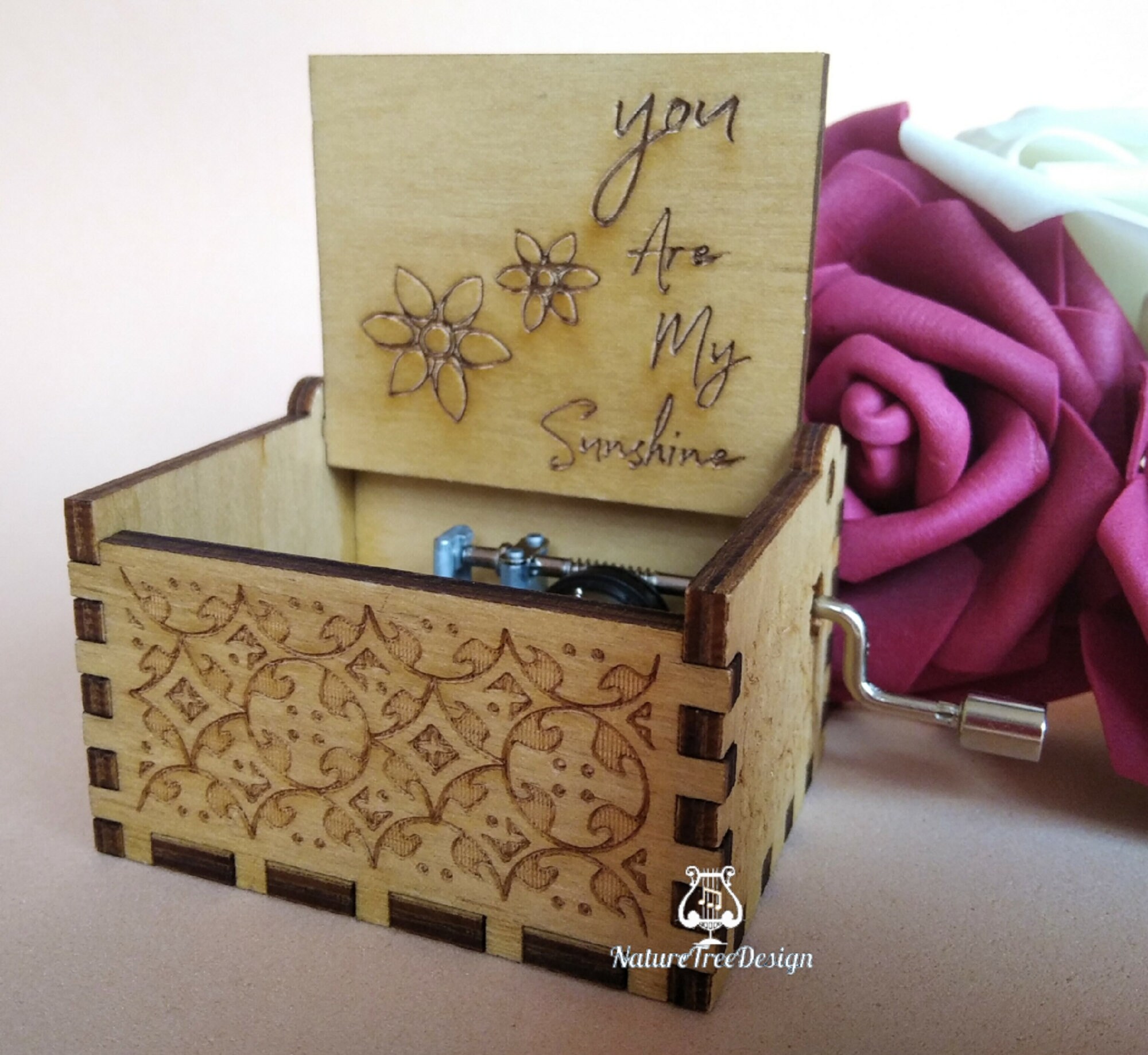 You Are My Sunshine Music Box Theme Music Chest Wooden Engraved